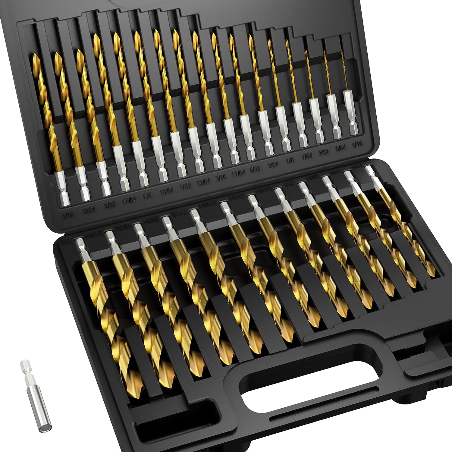 13 Pieces HSS Titanium Twist Drill Bit Set 1/16" - 1/4"