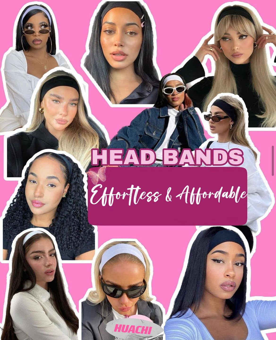 16 Pack Elastic Hair Bands Fabric Sweat Headbands Hair Accessories