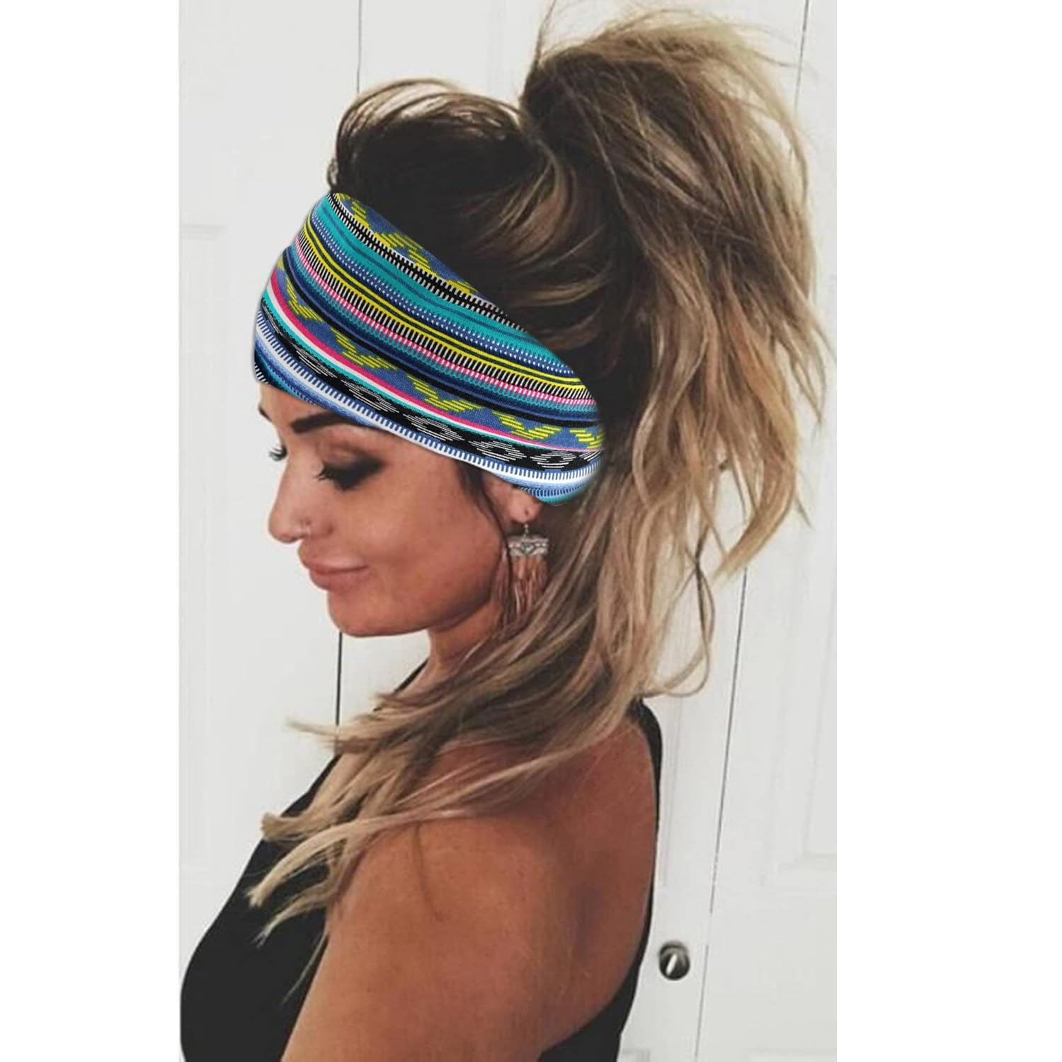 Boho Headbands Stretch Wide Hair Bands Knoted Turban Hair Accessories