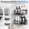 Set of 5 Wall Mounted Shower Caddy Stainless Steel Bathroom Organizer Self Adhessive No Drilling