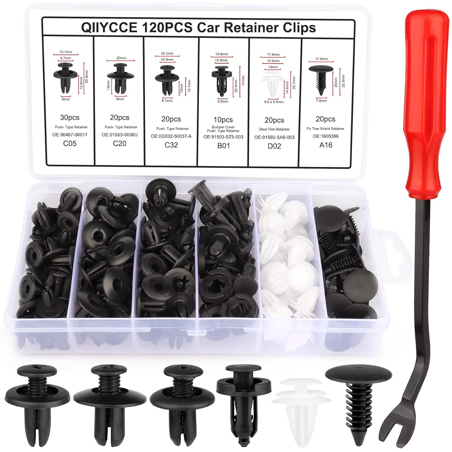 120 Pieces Car Clips Plastic Rivets Clips with Rivet Remover and Case