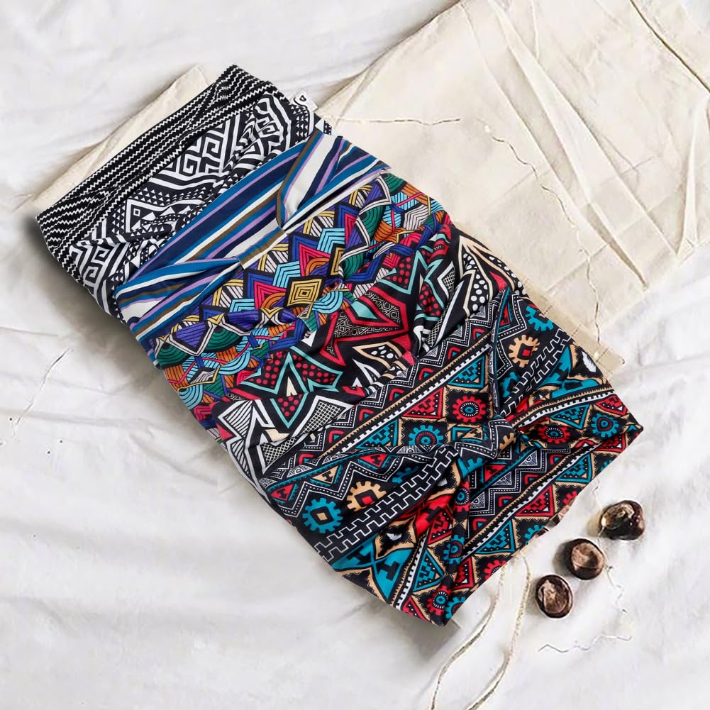 Wide Boho Printed Headband African Head Bands 6 Packs