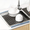 Roll Up Dish Drying Rack Stainless Steel Foldable Sink Organizer