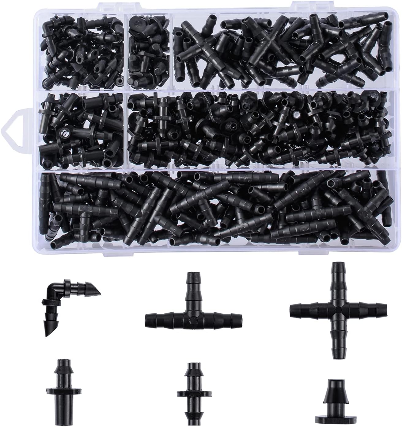 280-Pc Drip Irrigation Fittings Kit 1/4'' Tubing, Flower Pot Garden