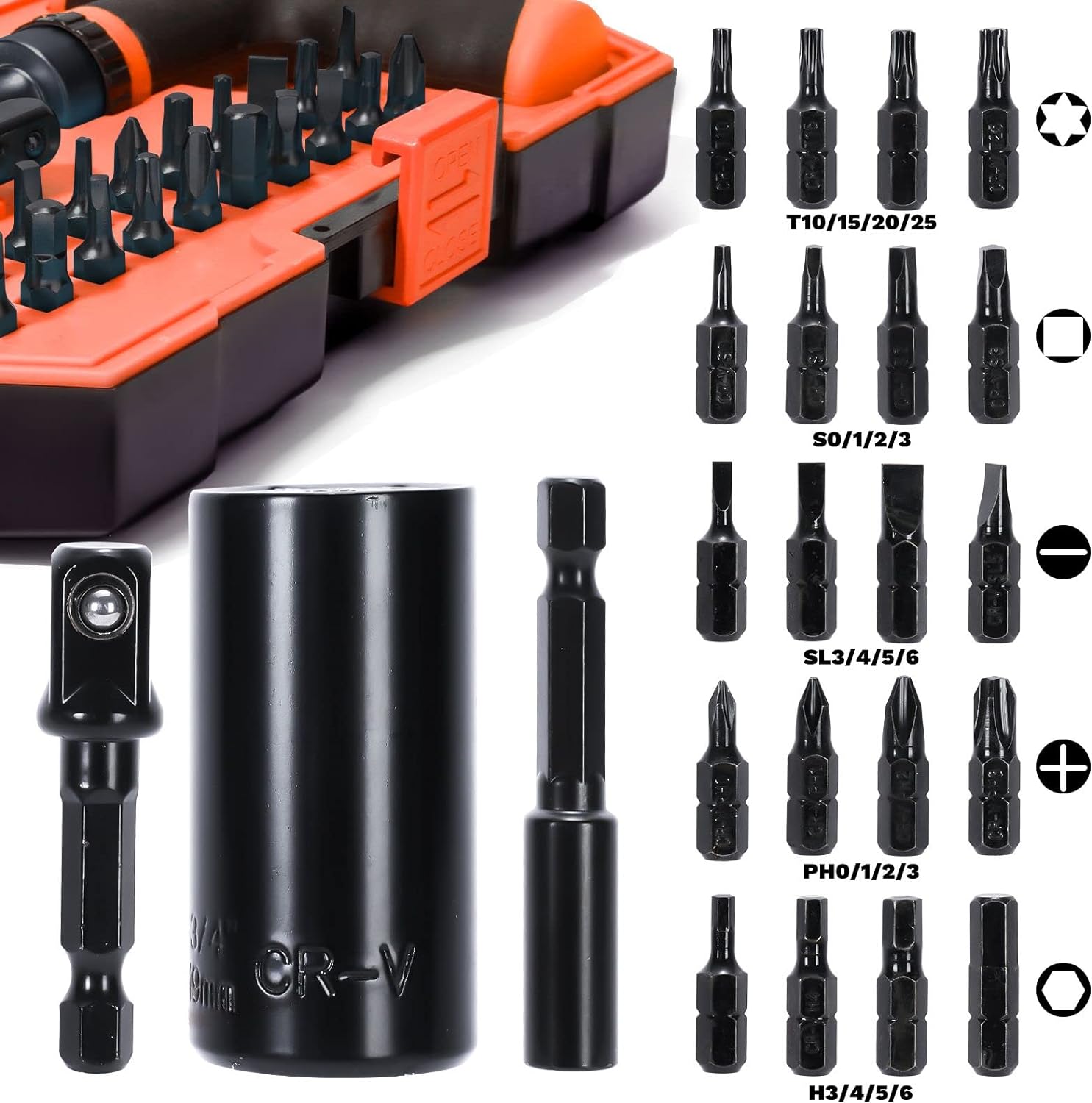 Universal Socket Tool Set Gifts for Him, Women, Dad, Orange, Black