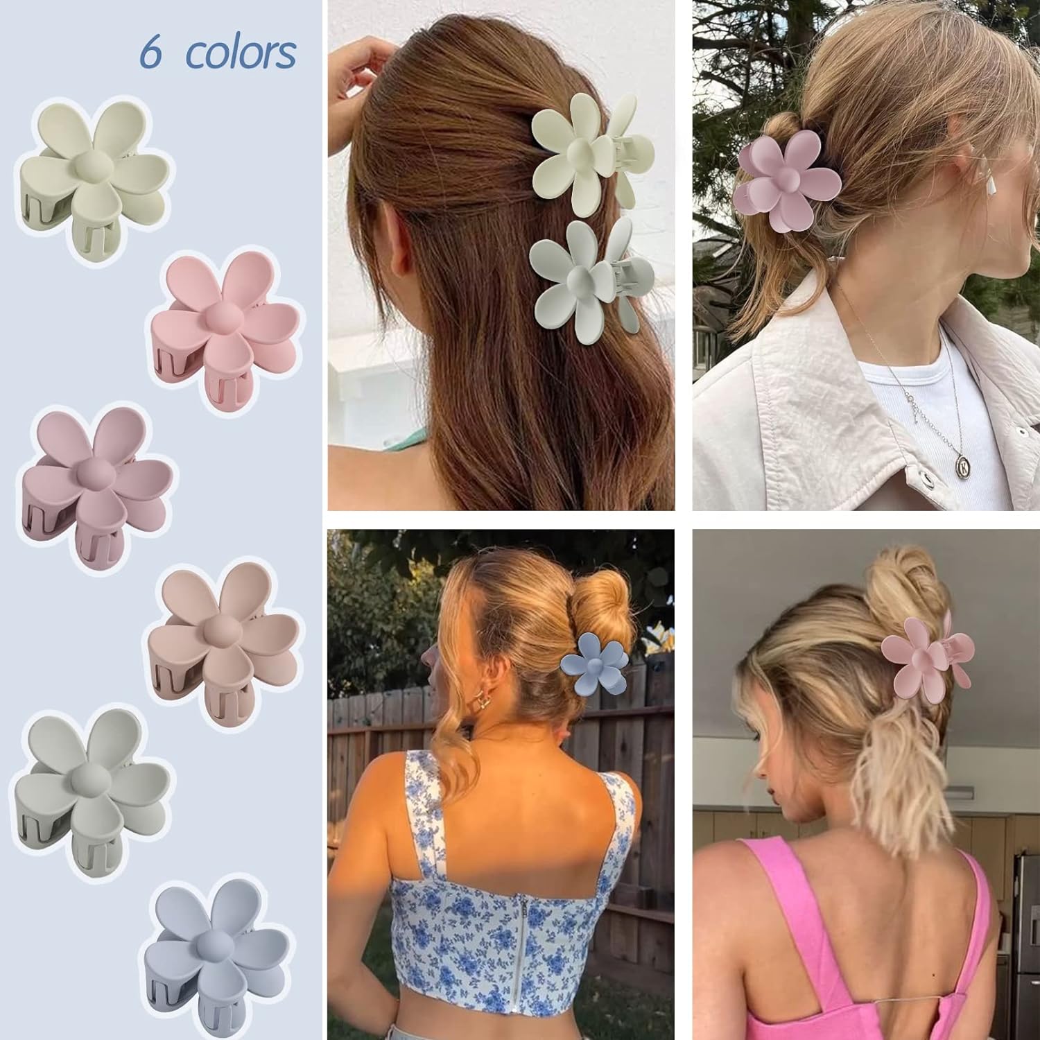 Matte Flower Hair Clips Big Floral Non-Slip Strong Hold Jaw Clips Hair Accesories