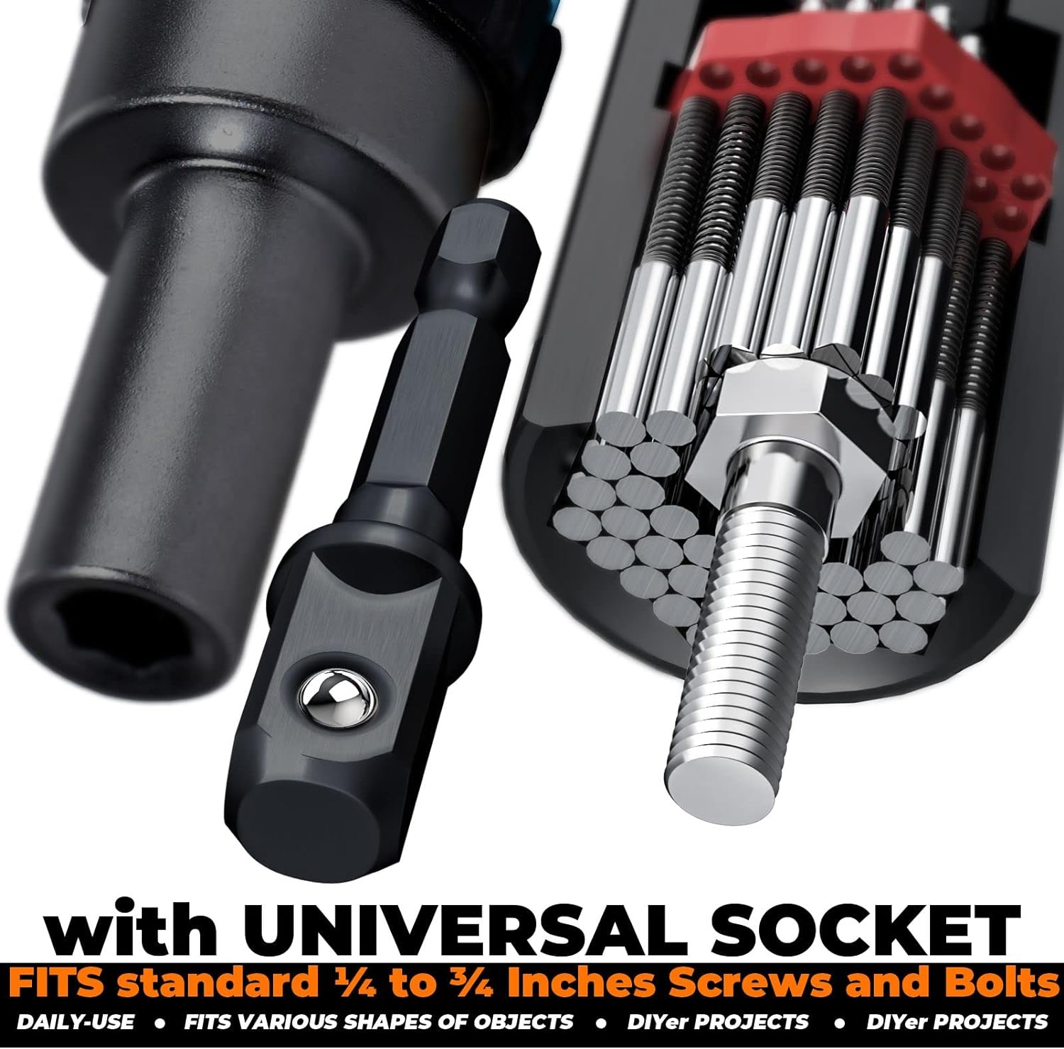 Universal Socket Tool Set Gifts for Him, Women, Dad, Orange, Black