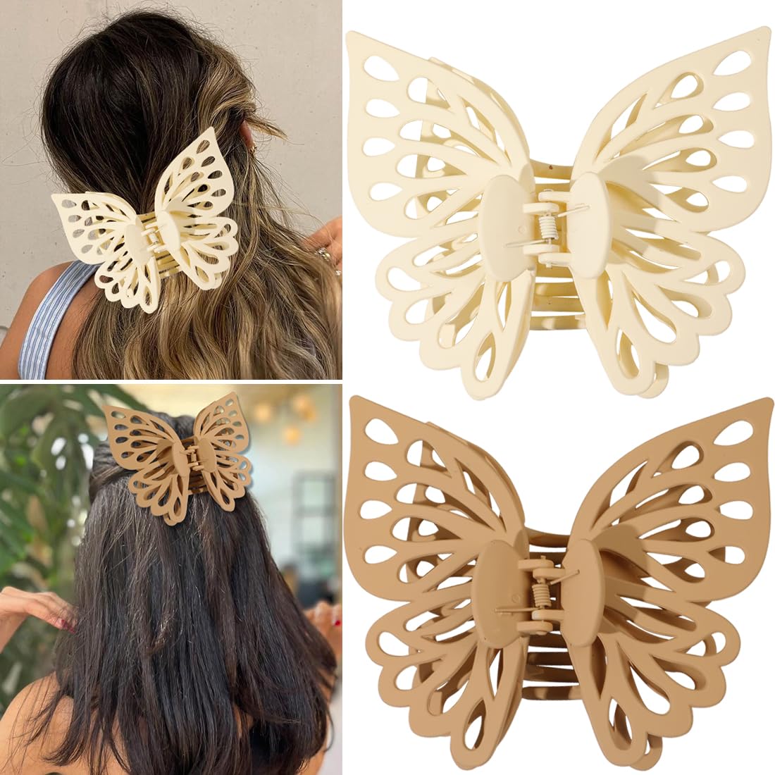 Extra Large Butterfly Hair Clips 2 Pieces 5.51 Inch Butterfly Claw Clip