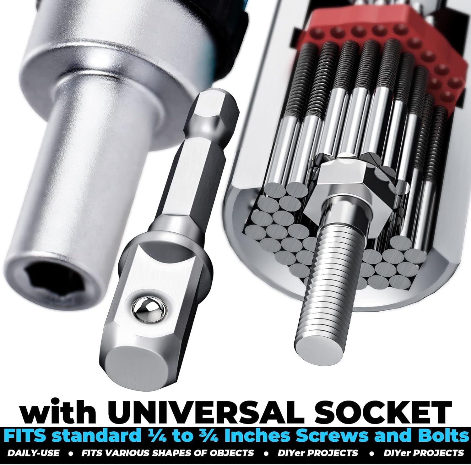 Universal Socket Tool Set Ratcheting T-Handle Screwdriver Set with Power Drill Adapter