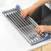 Roll Up Dish Drying Rack Stainless Steel Foldable Sink Organizer