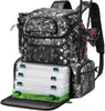 Large Fishing Tackle Backpack with Rod Holders & 4 Tackle Boxes