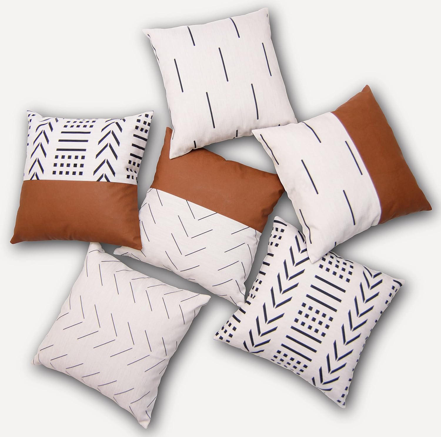 Set of 6 Boho Decorative Throw Pillow Covers for Couch and Bed 