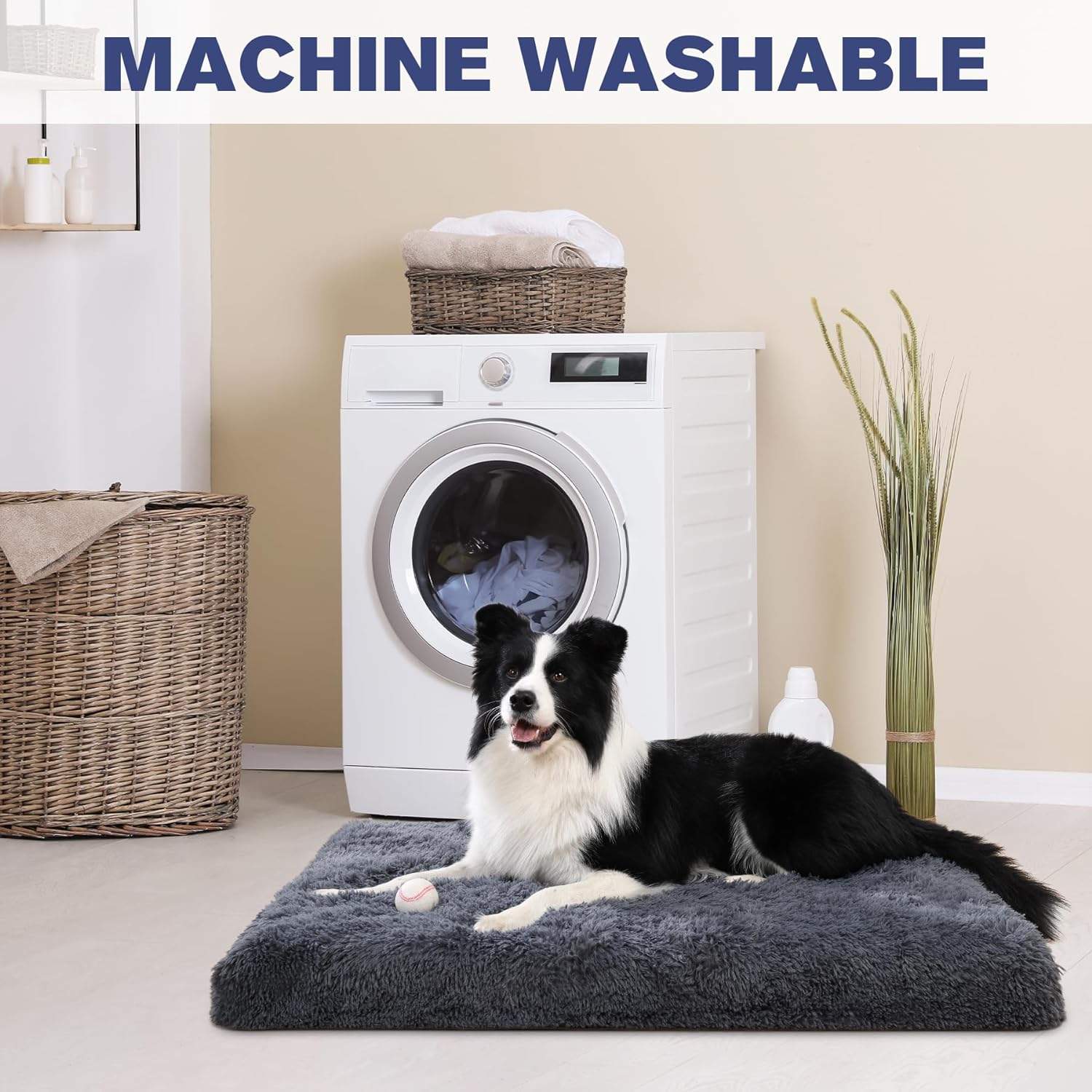 Washable Dog Bed for Crate Dog Crate Pet Bed for Large Dogs 35"X23" 