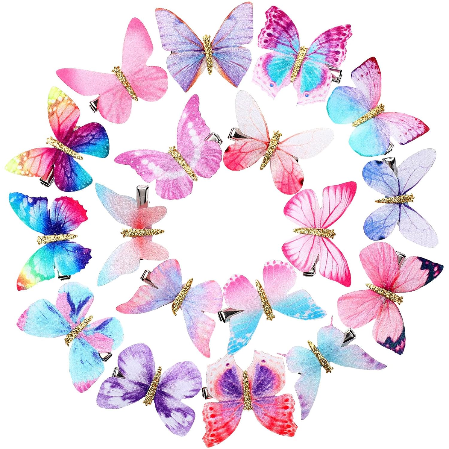 18 Pieces Glitter Butterfly Hair Clips Fashion Hair Accessories