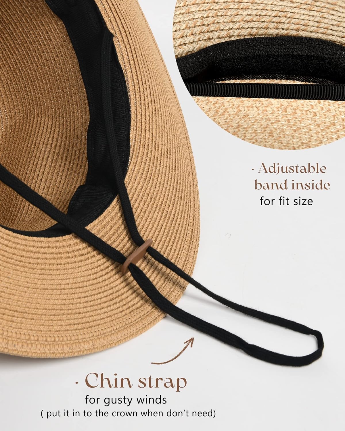 Wide Brim Straw Panama Hat Summer Beach Sun Hat for Women