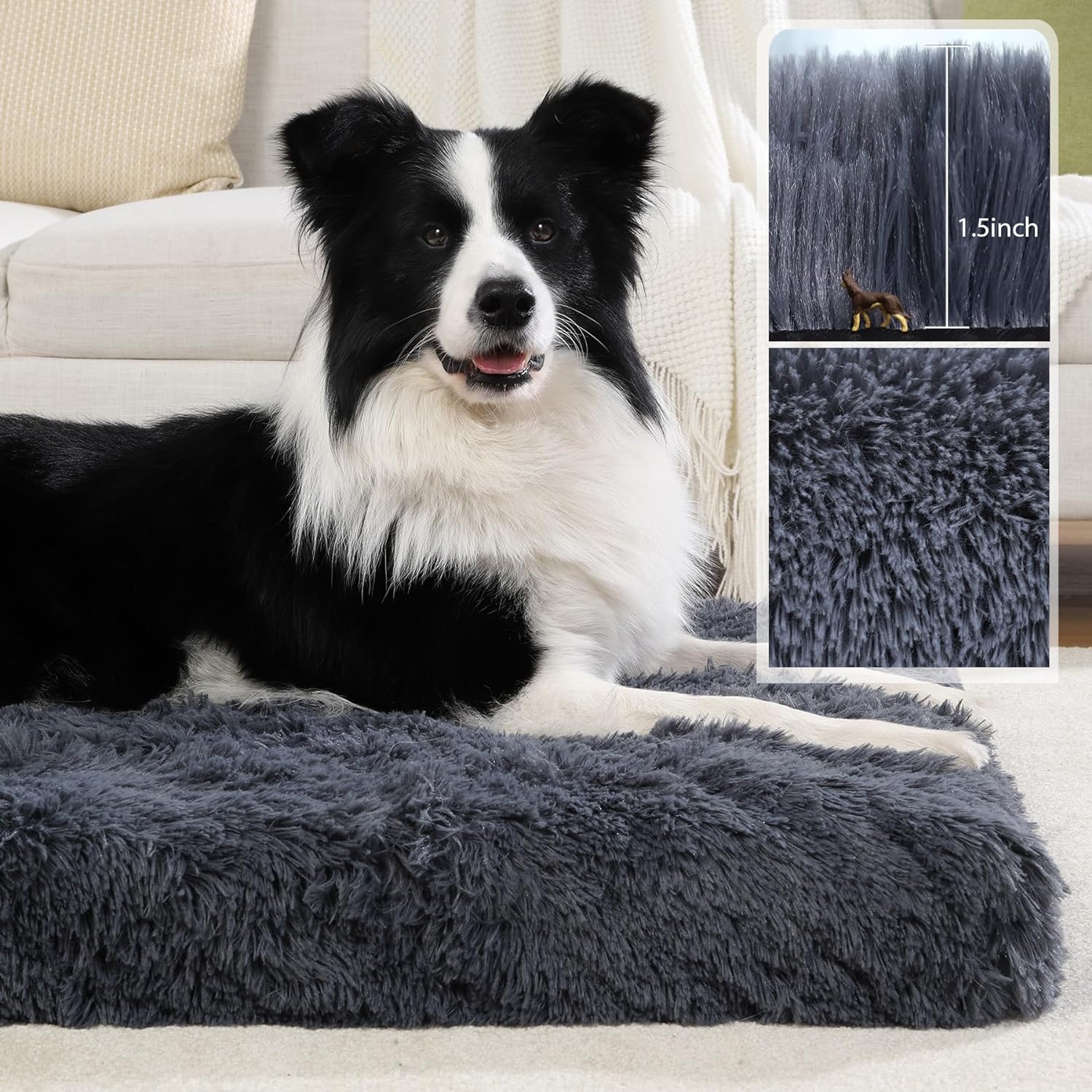 Washable Dog Bed for Crate Dog Crate Pet Bed for Large Dogs 35"X23" 