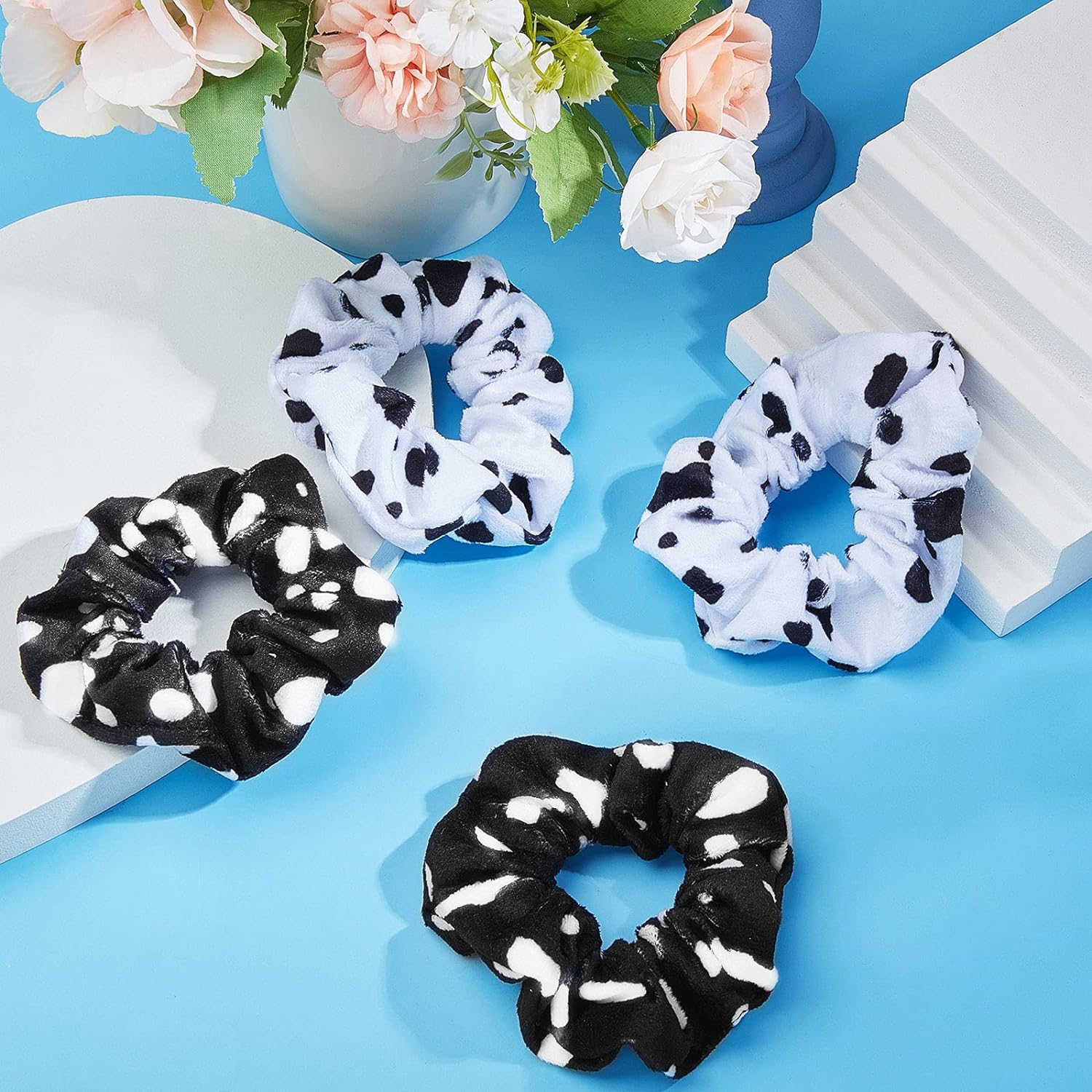 10 Piece Cow Printed Scrunchies Elastic Hair Ponytail Hair Accessories