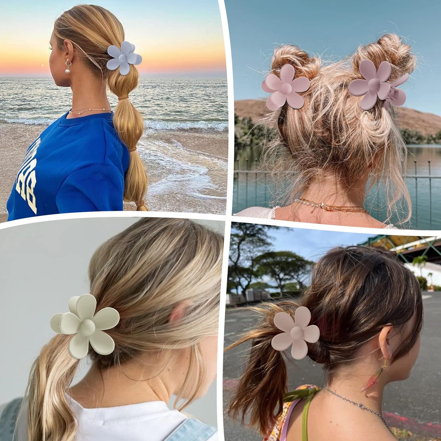 Matte Flower Hair Clips Big Floral Non-Slip Strong Hold Jaw Clips Hair Accesories