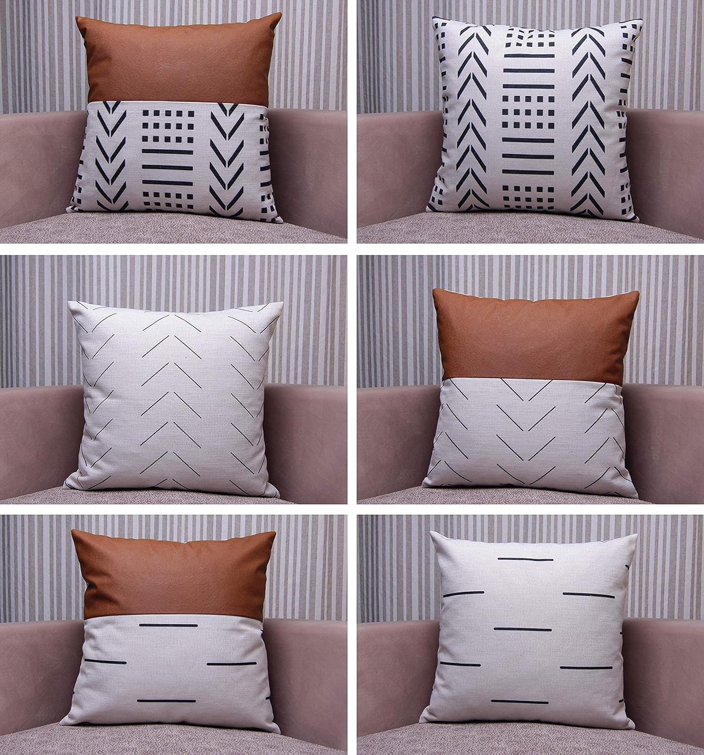 Set of 6 Boho Decorative Throw Pillow Covers for Couch and Bed 