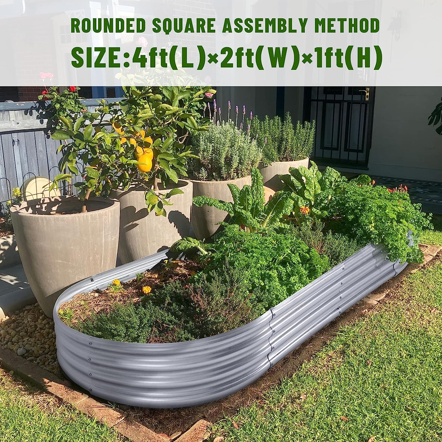 Galvanized Raised Garden Bed Kit Garden Boxes Outdoor Large Metal for Vegetables and Plants