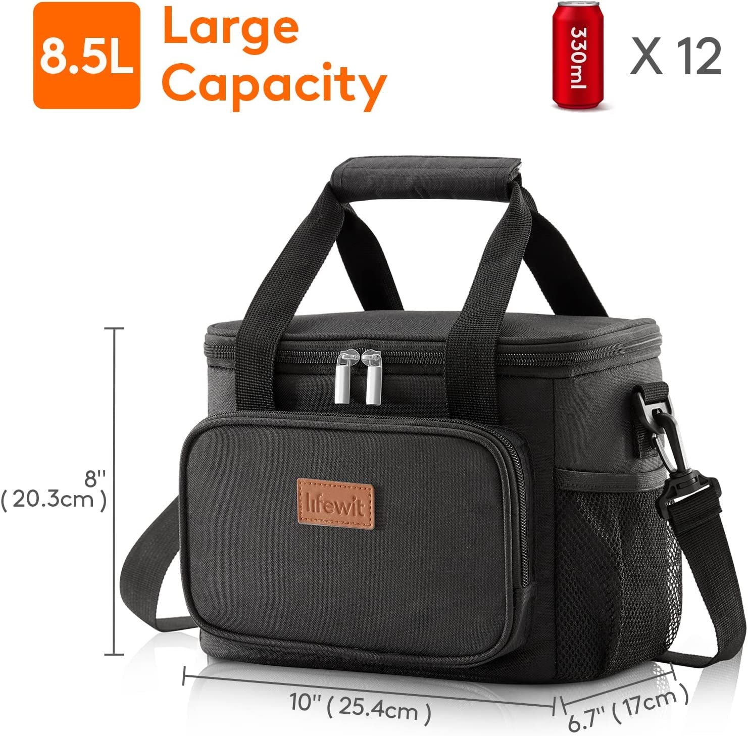 Insulated Warm and Cool Plain Lunch Bag Multi-compartment with Adjustable Strap