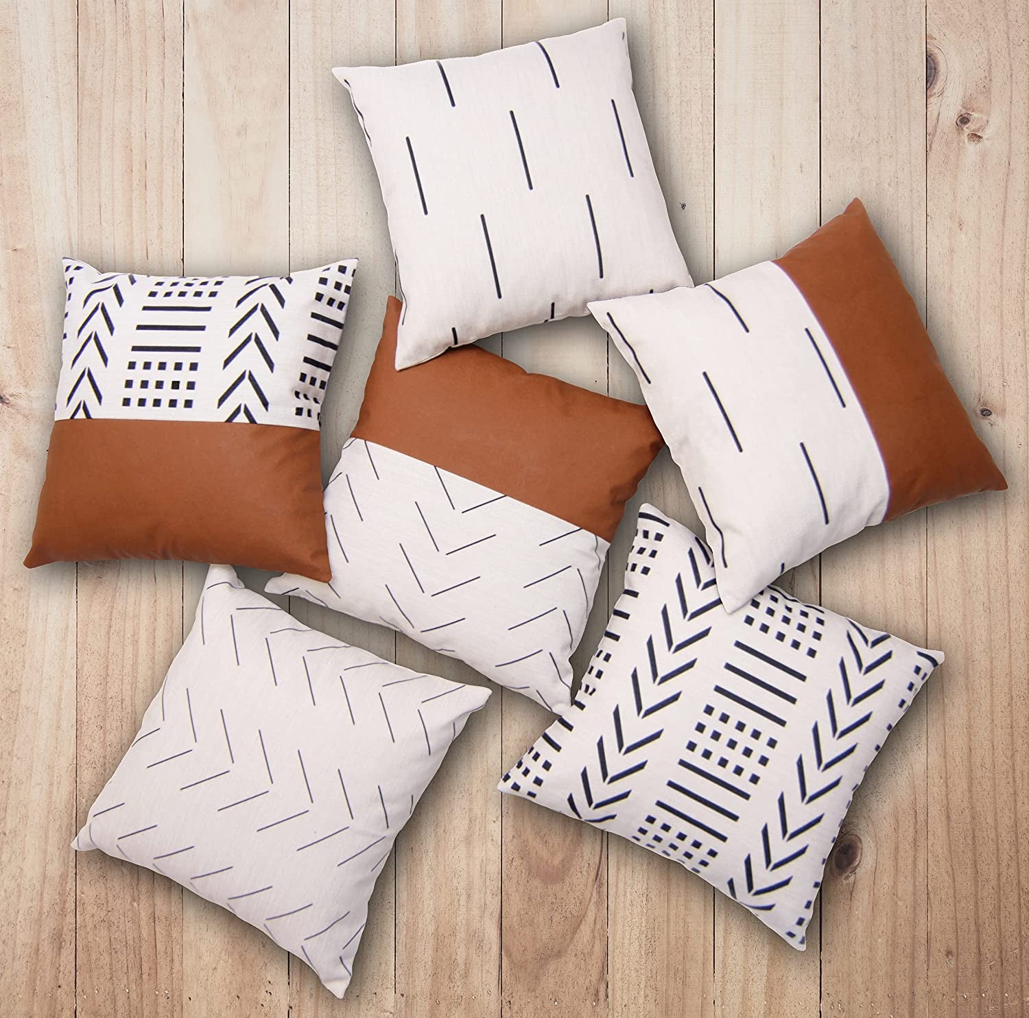 Set of 6 Boho Decorative Throw Pillow Covers for Couch and Bed 