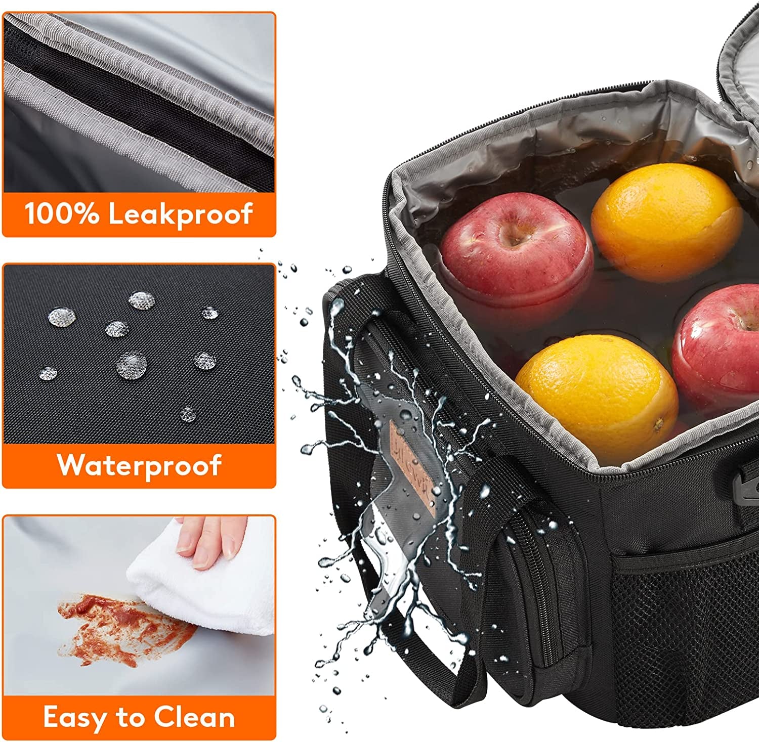 Insulated Warm and Cool Plain Lunch Bag Multi-compartment with Adjustable Strap