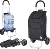 Trolley Dolly Black Foldable Shopping cart for Groceries with Wheels and Removable Bag 