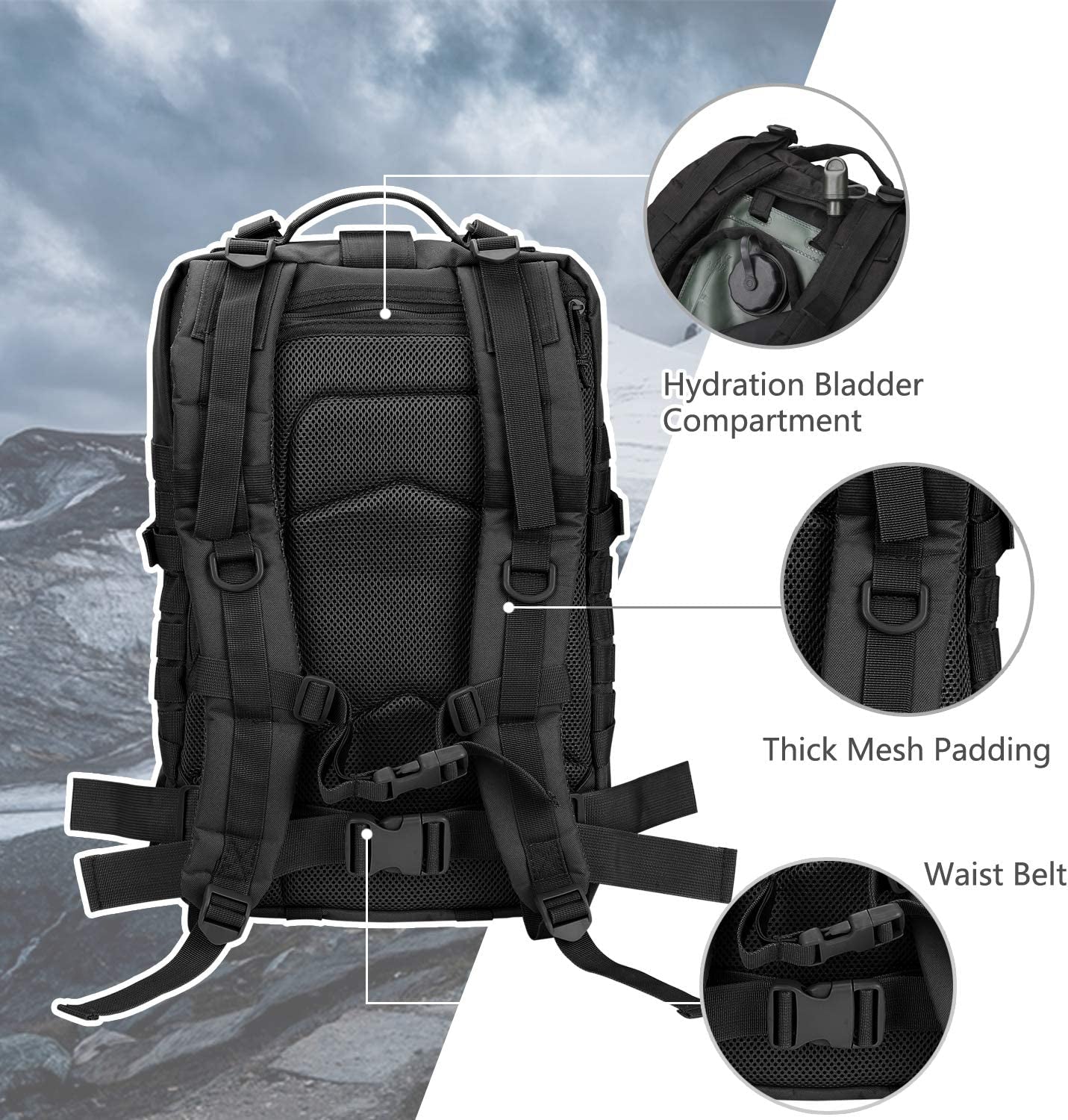 Tactical Bag 3-Day Military Grade Rucksack Heavy Duty Hiking Bag