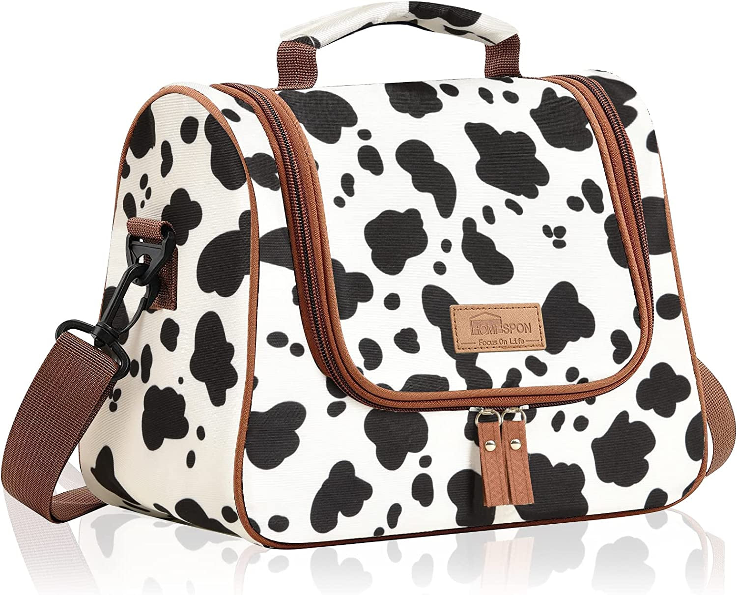 Insulated Cow Print Lunch Bag Warm and Cool with Adjustable Strap