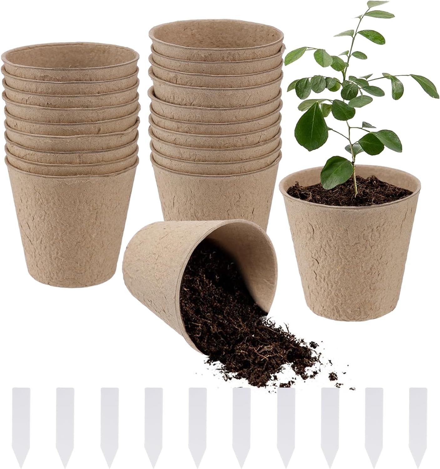 50 Pieces Thickened Peat Pots 3.15" Biodegradable Eco-Friendly Plant Seedling Starters Kit