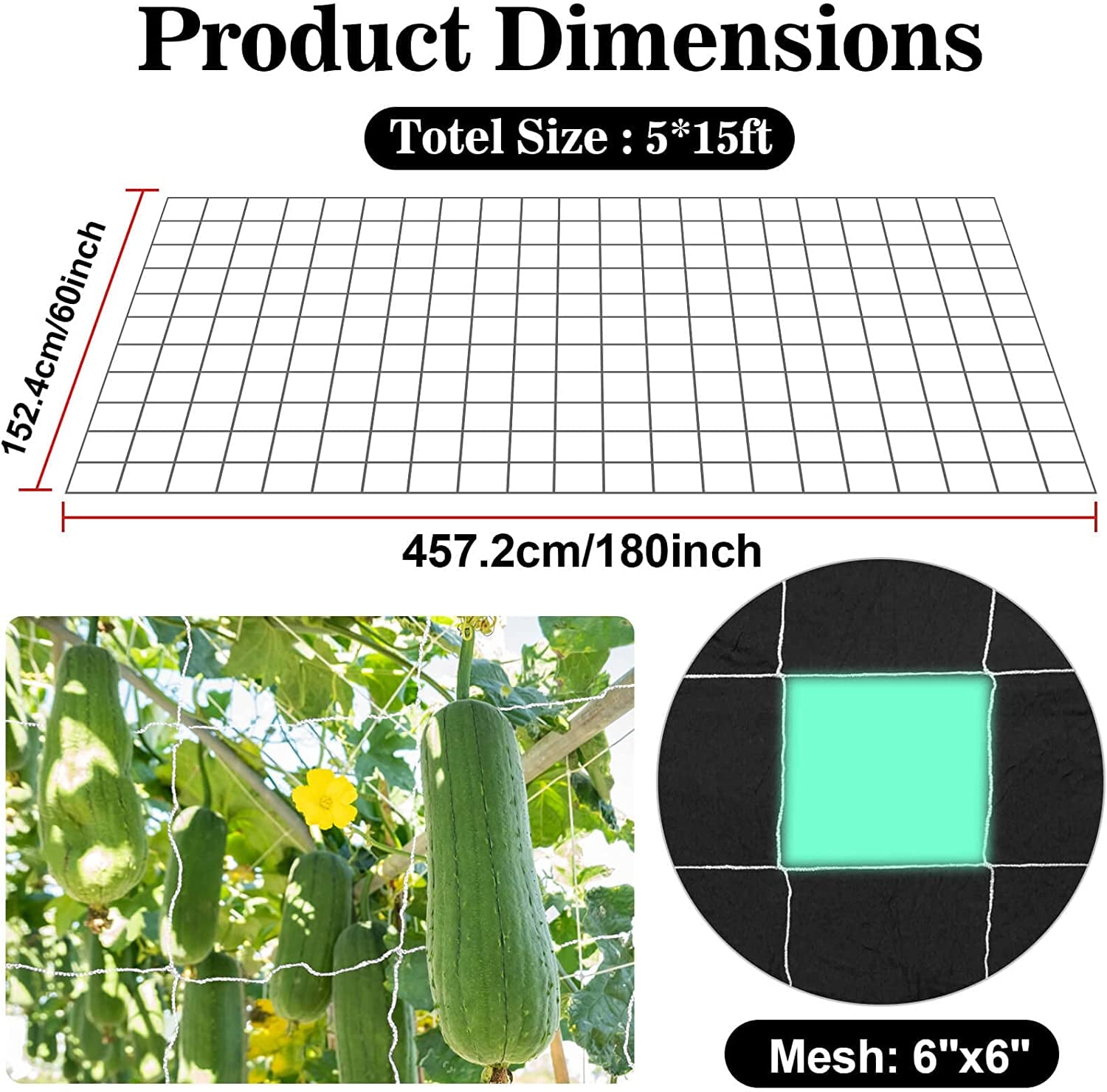 2 Pieces Garden Plant Trellis Netting 5 x 15 ft for Climbing Plants