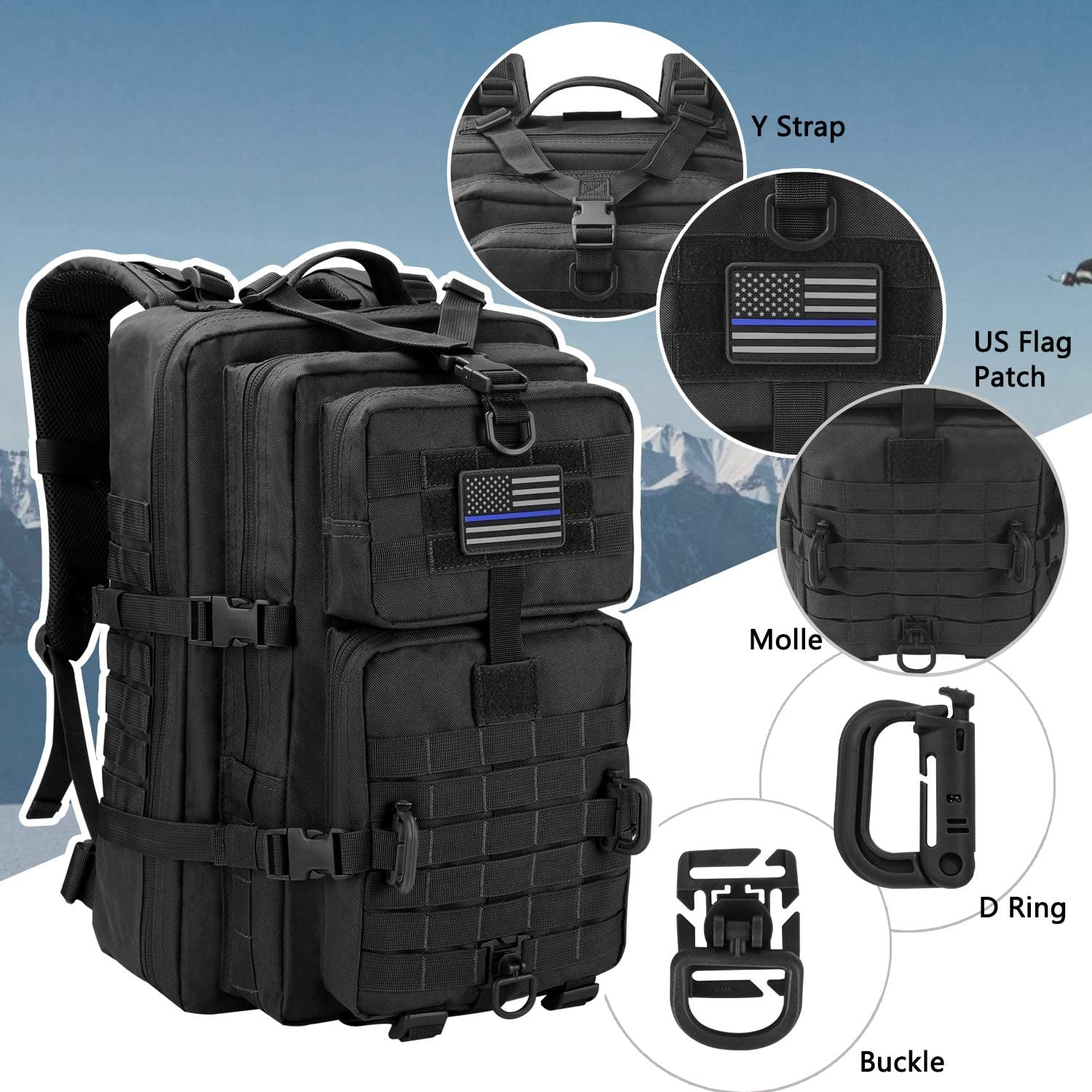 Tactical Bag 3-Day Military Grade Rucksack Heavy Duty Hiking Bag